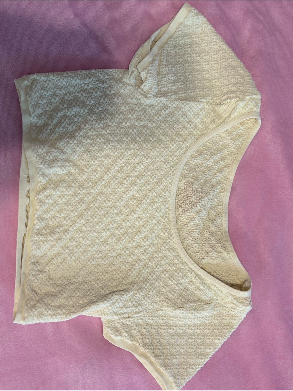 Free People Light Yellow Textured Crop Top